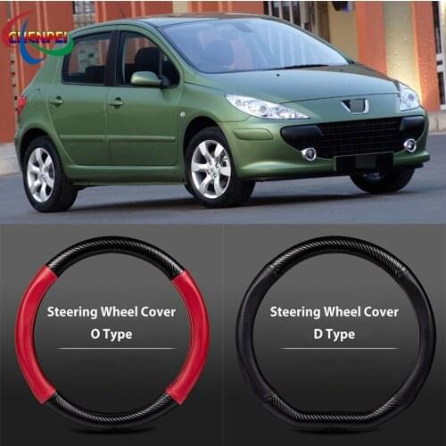 38cm Non-Slip Dreathable Carbon Fiber Steering Wheel Cover For Peugeot 307 Car interior decoration accessories