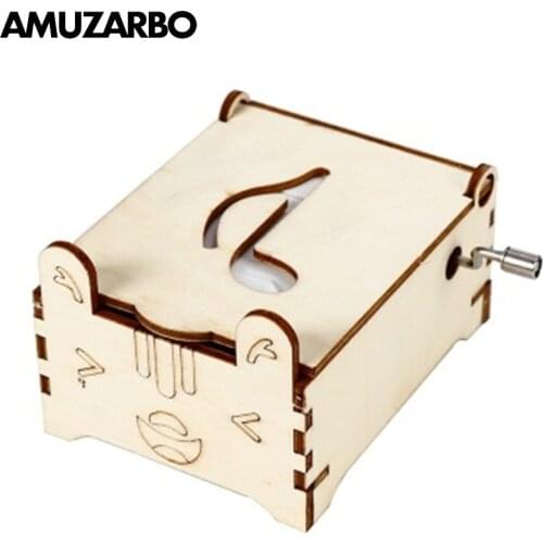 Wooden Music Box Assembly Puzzle Build Hand Crank Musical Box Craft Kits Decorations Toy Gifts for Kids (Castle In The Sky)