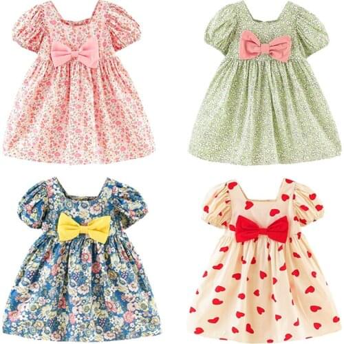 Baby Girl Dress 2021 Ins European & America Toddler Kids Dresses For Girl Fashion Floral Princess Dress Summer Children Clothing