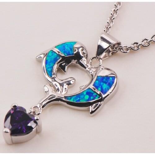 Purple Crystal Zircon Blue Fire Opal 925 Sterling Silver Fashion Jewelry Pendant P102