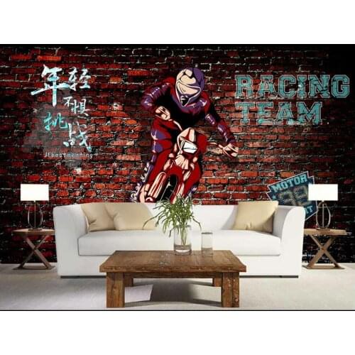 Custom photo mural 3d wallpaper Graffiti motorcycle retro brick wall home decor living room wallpapers for walls 3 d