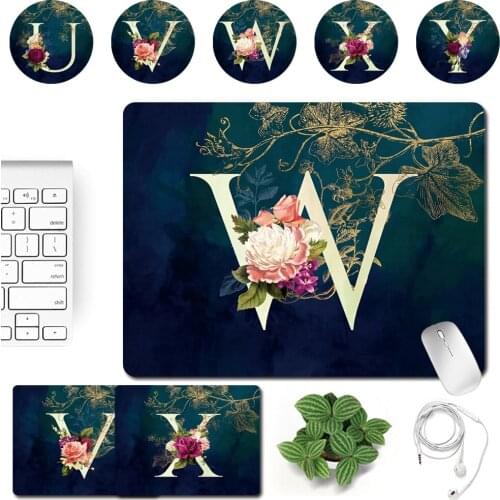 Mouse Pad Gaming Mouse Mat Small 25x21cm Universal Portable PU Leather 26 Letter Patterns Print Series Mousepad