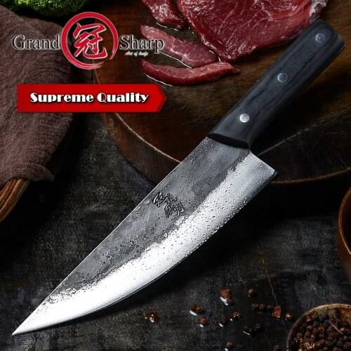 Handmade Chinese Chef Knife Clad Forged Steel Boning Slicing Butcher Kitchen Professional Tools Cleaver Vegetables Carbon Steel