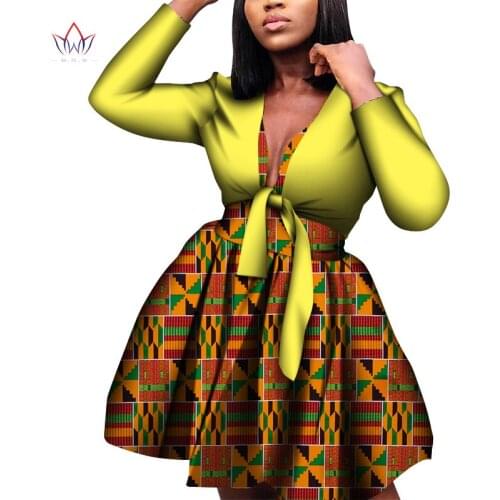 African Two Piece Set for Women Bazin Riche Sweet African Ball Gown Skirt Dashiki Plus Size Knee Length Skirt Sets WY8192