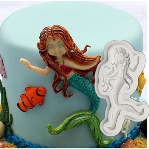 Luyou 1pcs Mermaid Fondant Mold Silicone Cupcake Chocolate Candy Molds Dancing Cake Decorating Baking Tools FM1544