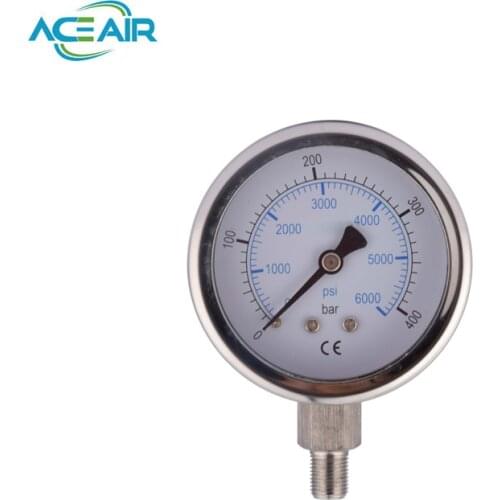New PCP Paintball High Pressure Gauge Oil Filled 63mm Gauges Stainless Steel Connection 1/8NPT 1.6 Accuracy
