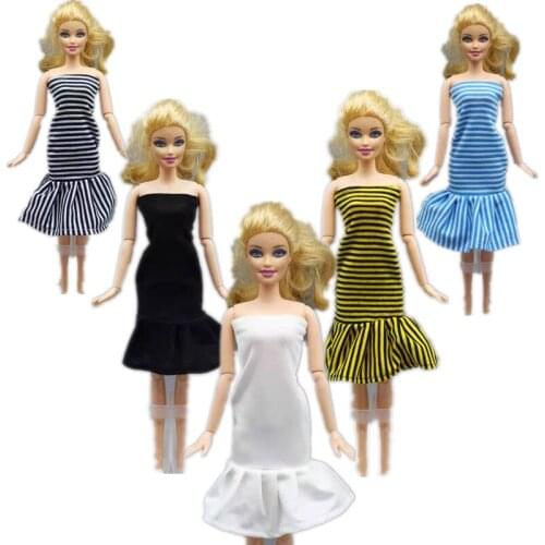 Fashion Strip Off Shoulder Dress 11.5" Doll Clothes For Barbie Clothes Princess Dresses Vestidoes 1/6 BJD Dolls Accessories Toys