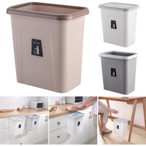 Convenient Push-top Trash Can Wall-mounted Saves Space 7L Large Capacity Kitchen Bedroom Living Room AUG889
