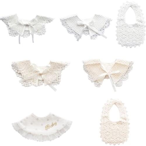 New Baby Bibs with Lace 360 Degree Rotatable Cotton Infant Fake Collar Scarf Saliva Towel Cute Kids Newborn Stuff Bib Gifts