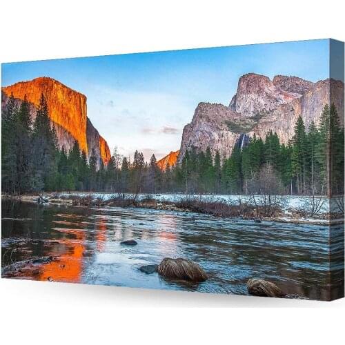 View of El Capitan at Sunset, Yosemite National Park. Giclee Canvas Prints for Wall Decor, Ready to Hang Drop shipping