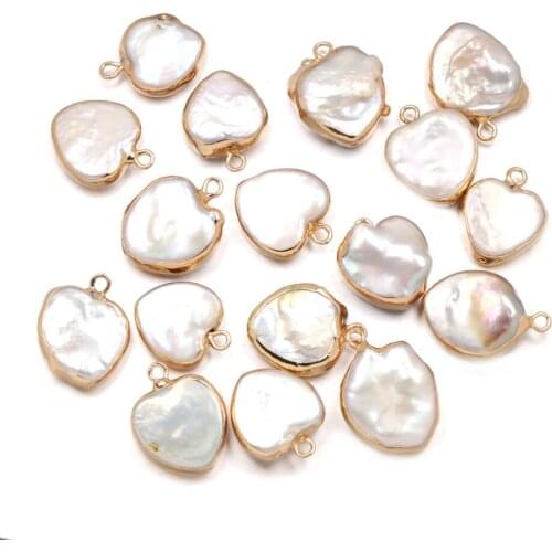 Natural Freshwater Pearl Pendants Heart shape Charms Pendants For jewelry making DIY Necklaces Bracelet earrings Accessories