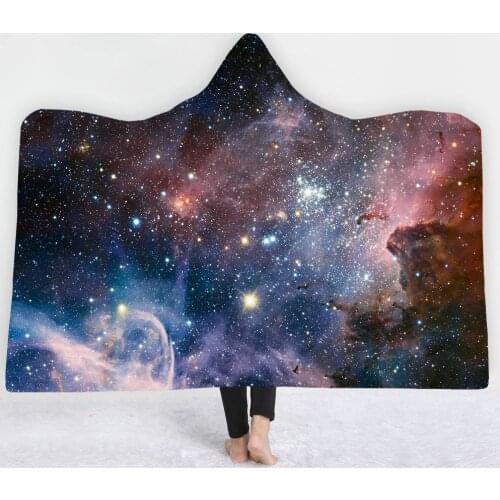 Romantic Star River Color Printing Hooded Cape Double Plush Bedroom Home Office Bed Warm Wear-resistant Soft Cashmere Blanket