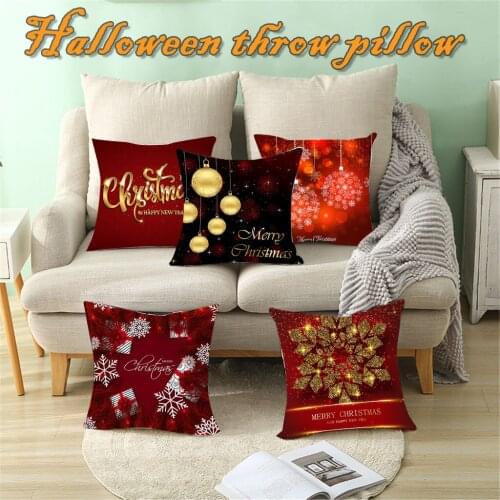 Christmas New Year Cushion Cover Office Sofa Pillowcase Holiday Home Decor Leisure Accessories Festical themed Household Goods