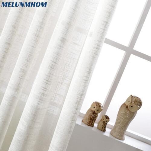 Modern All-match White Solid Color Thicken Tulle Linen Blinds Curtains Sheer For Doorways High Grade Bedroom Living Room Drape