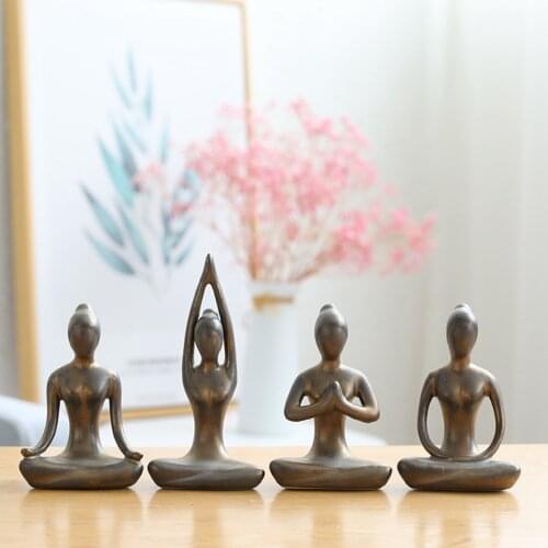 Abstract Art Ceramic Yoga Poses Figurine Porcelain Minimalist Lady Figure Statue Home Studio Decoration Ornament Room Interior