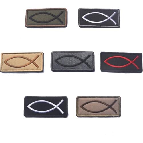 Embroidery Patch Jesus Fish Patch Christian Fish Symbol Tactical Emblem Military Badges Appliques Embroidered Patches