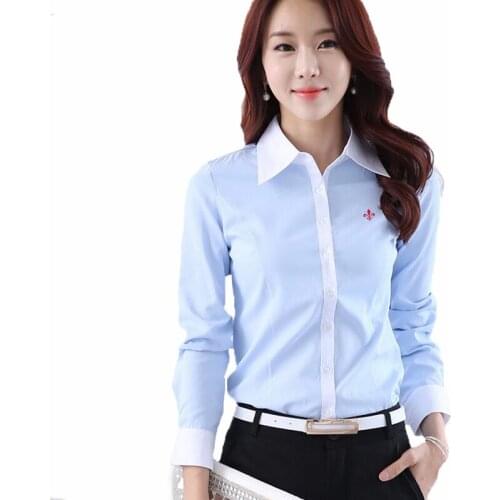 Embroidery Female Shirts Dudalinas New Women Fashion Shirt Spring Formal Elegant Long Sleeve Slim Blouse Office Ladies Work Wear
