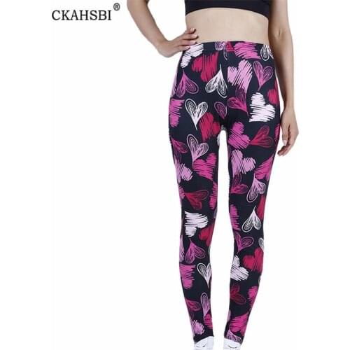 CKAHSBI Women High Waist Leggings For Fitness Ladies Sexy Gym Sports Workout Push Up Female Colored Love Printed Pattern Clothes