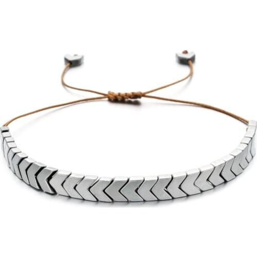 ZMZY Boho Vintage Mens Women Casual Hematite Arrows Bracelet Handmade Adjustable Rope Chain Wrist Unisex Jewelry