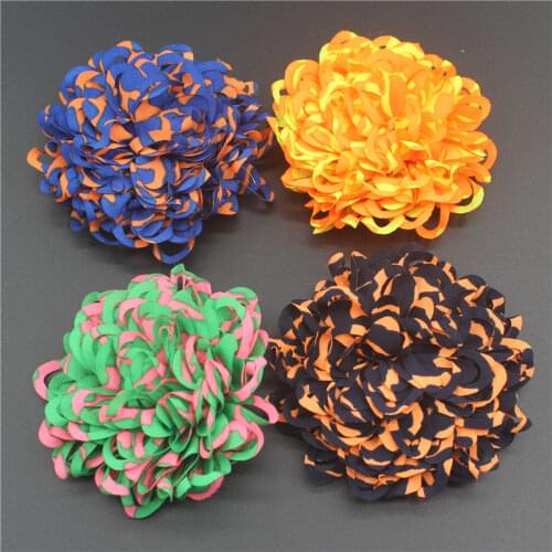 10pcs/lot 7cm Printed Satin Fabric Flowers For DIY Baby Girls Headbands Shoes Bags Clothes Crafting Flower Accessories