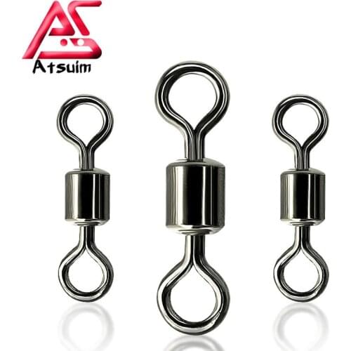 100pcs Ball Bearing Swivel Solid Rings Connector Round 8 Shape Eye Rolling Swivels Rig Sea Carp Fishing Tools Fishing Accessory