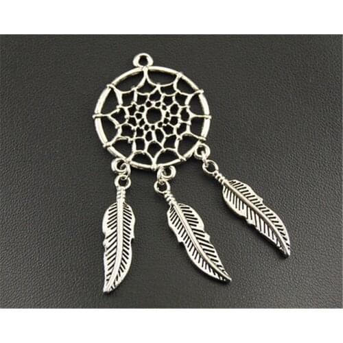 2pcs Silver Color Dream Catcher Net Charm Pendant Handmade Charms Pendants Jewelry Findings 31+28mm (A1313+A1323)