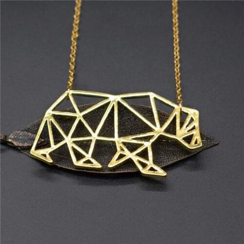 4 Colors Origami MaMa Bear Necklace Origami MaMa Bear Charm Female Male Gift Necklace Fashion Women Jewellery Geometric Jeweller