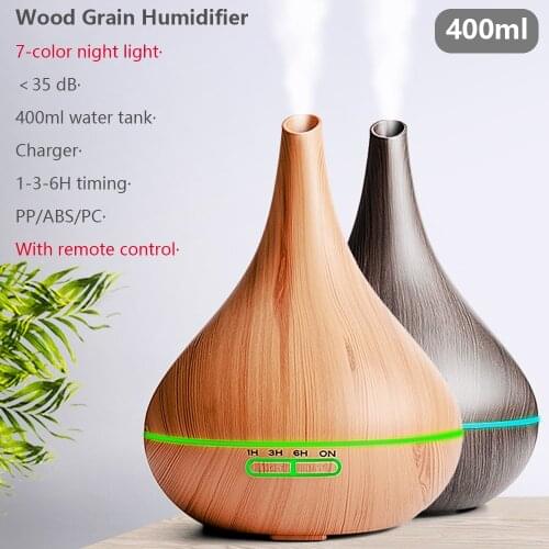 Air Humidifier Electric Aroma Air Diffuser Wood Ultrasonic Humidifier Essential Oil Aromatherapy Cool Mist Maker Fogger For Home