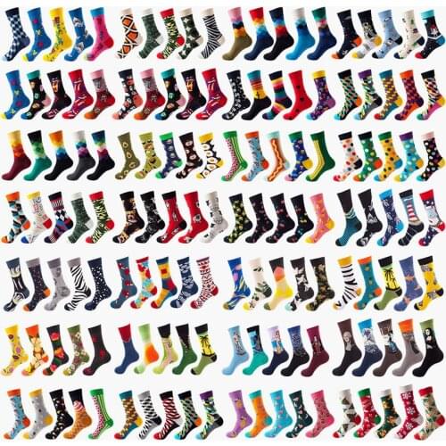 5 Pairs Lot Pack Men Women Fashion Casual Animal Funny Christmas Man Cartoon Fruit Food Dot Cotton Happy Male Socks