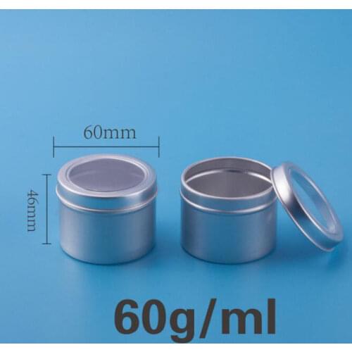 60ml Portable Travel Aluminum Jars Cream Tins Cans Refillable Makeup Tool Empty Cosmetic Containers Round 50pcs/lot