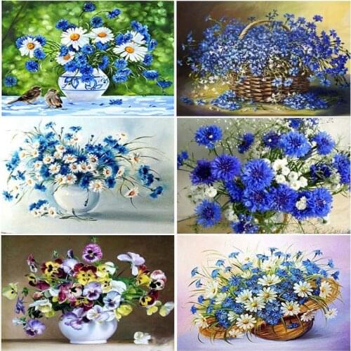 Flower DIY 5D Diamond Painting Full Round Drill Diamond Embroidery Cross Stitch Kits Mosaic Rhinestone Home Decor