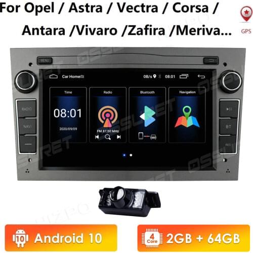 7 INCH Android 10 4Core 2G+64G 2 Din Car Radio GPS Navigation for Opel Vauxhall Astra H G J Vectra Antara Zafira Corsa Wifi Dab