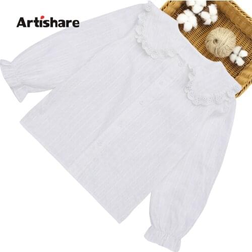 Girls White Blouse Solid Color Childrens Shirt For Girls Casual School Blouse Childrens For Girl Autumn Kids Clothes Girls