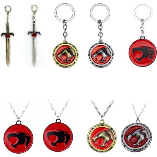 New Cartoon animation Thundercats keychain red Logo Gold silver Color 5cm Metal Key chain Keyring
