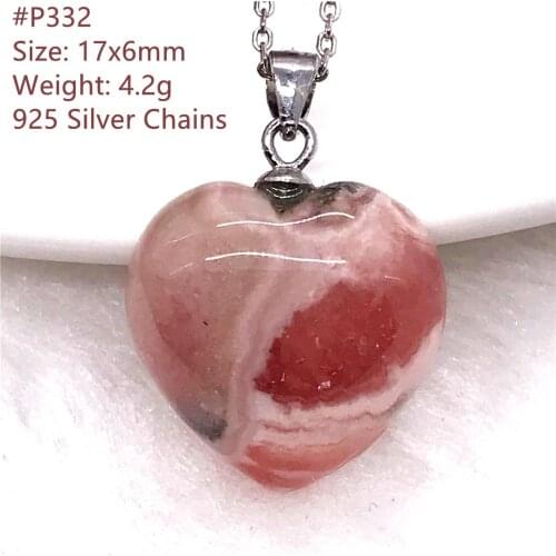 Necklace Pendant Natural Heart Argentina Rhodochrosite Stone For Woman Man Lucky Love Gift Crystal Beads Gemstone Jewelry AAAAA