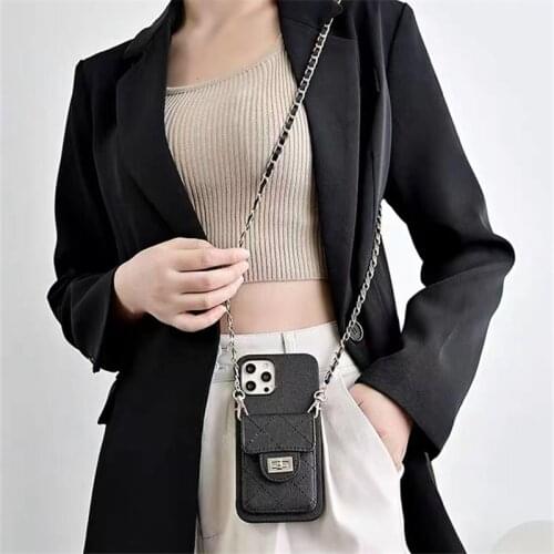 Crocodile Texture Crossbody Phone Case With chain for iphone 11 12 Pro Max Wallet card bag Luxury Brand High-quality Cover Funda