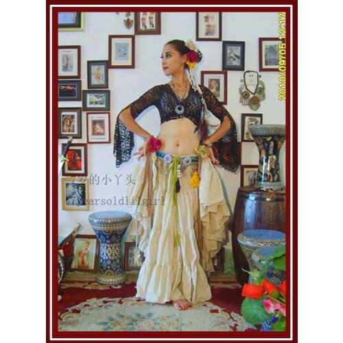 Cotton 4Tiered 18Yards Ats Gypsy Tribal Belly Dance Skirt EH04