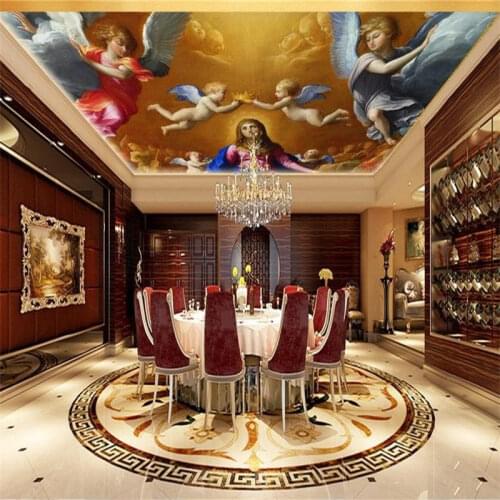 Customize high quality 3D ceiling-wall-paper Angels children 3d photos ceiling murals kitchen wallpaper on the ceiling
