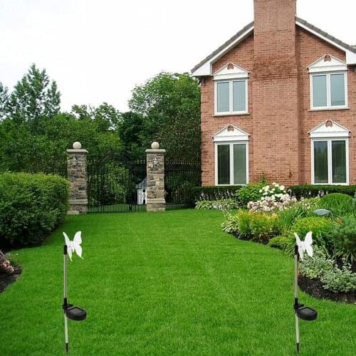 Lixada 1 Piece Recharegable Solar Power Butterfly with Photo Cell Light Sensor RGB LED Color Changing Light Garden Stake Lawn De