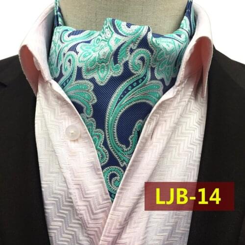 Fashion Classic Design Tie Luxury Mint Green Neckerchief Fancy Paisely Ascot Stylish British Style Jacquard Woven Ties for Men