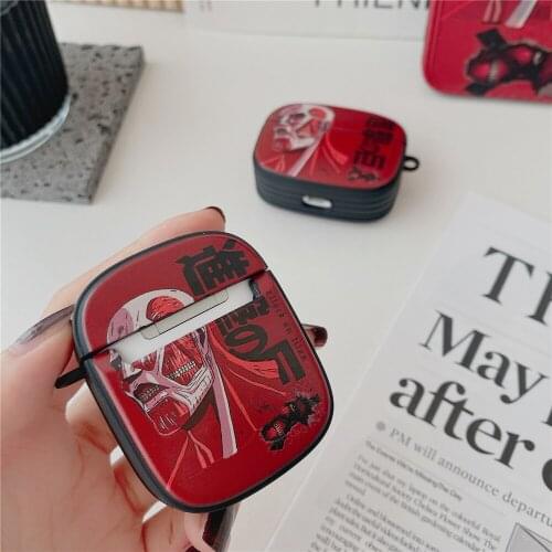 Fashion Cartoon Attack on Titan Wireless Bluetooth Earphone Case For AirPods 1 2 Pro Square Box 3D soft silicone Headset Cover
