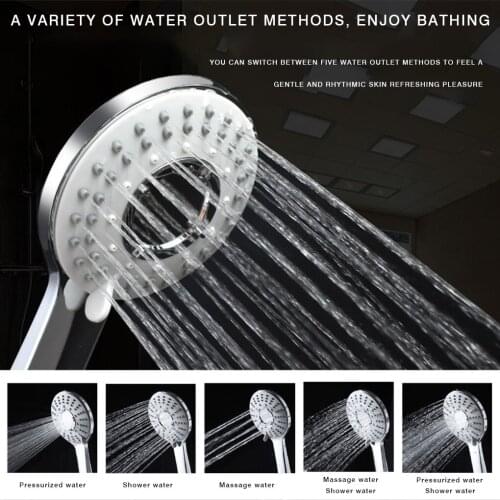 5 Modes Bath Shower Head High Pressure Pressurized Jetting SPA Nozzle Spray Bathroom Adjustable Water Saving ShowerHead Handheld