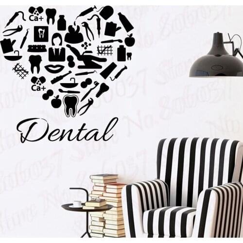 Tooth Care Wall Decal Dental Clinic Wall Window Decor Decals Heart Dentist Dentistry Stickers Mural DIY Bedroom Wallpaper WL1834