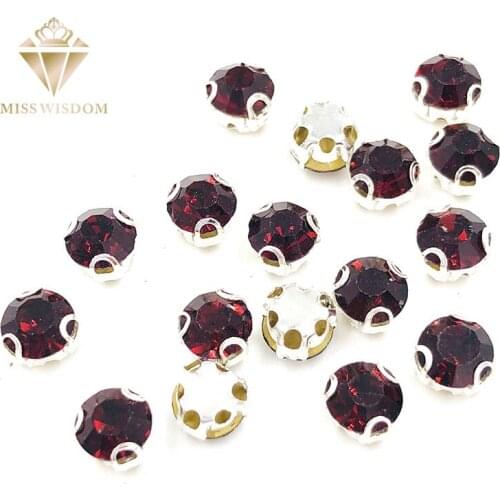 New Deep purple round shape 3D claw rhinestone strass Glass Crystal sew on rhinestones High quality diy clothing accessories