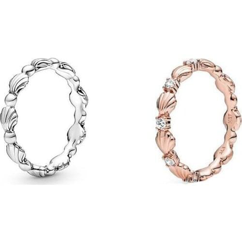 New Fashion Silver Color Stackable Rose Gold Color Shells Ring For Women Wedding Engagement Rings DropShipping