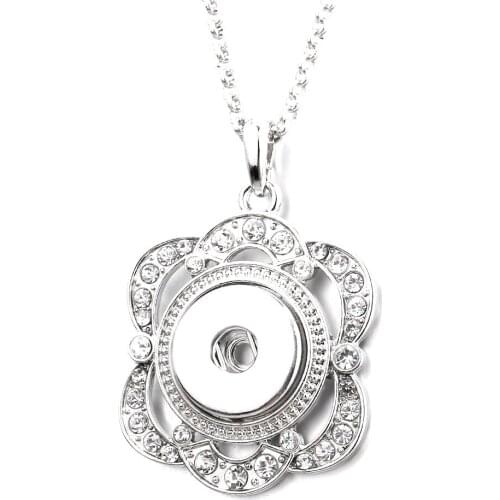 New Snap Button Necklace Pendant Jewelry Crystal Flower Love Heart Snap Pendant Necklaces Fit 20mm 18mm Snap Buttons Jewelry