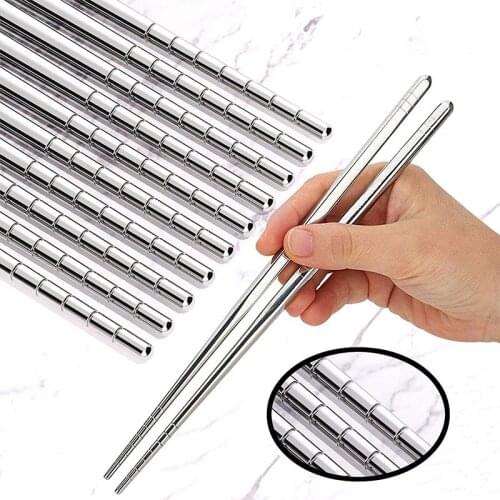 10 pairs of metal chopsticks stainless steel chopsticks non-slip creative sushi stick ramen salmon tool
