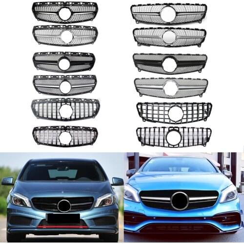 Front Bumper Racing Grill Billet Grille Cover For Mercedes-Benz W176 A-Class 2013-2018 Diamond GT AMG