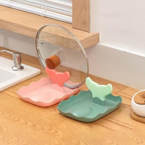 Plastic Spoon Rest Kitchen Organizer for Fork Spatula Rack Spoon Holder Stand Pot Lid Rack Stable PP Pan Lid Holder Kitchen Tool