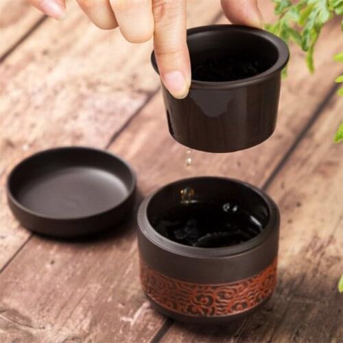 Portable Purple Clay Ceramic Quick Cup Travel Tea Set Including 1 Tea Pot + 1 Tea Cup Creative Ceramic Tea Strainer Drinkware